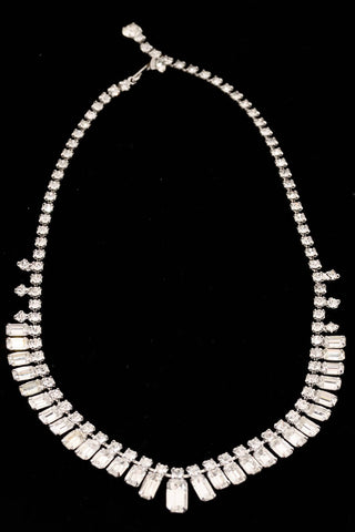 1950s Dangling Rectangular Rhinestone Necklace