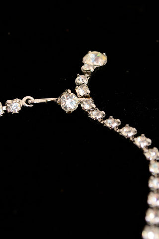 1950s Dangling Rectangular Rhinestone Necklace