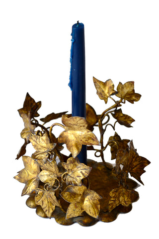 Vintage Gold Leaf Pair of Candle Holders