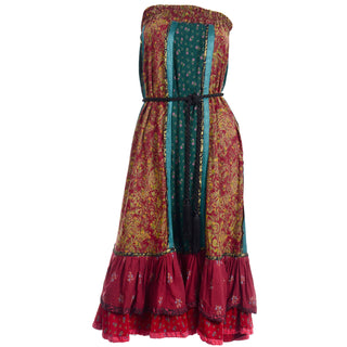 1980s Vintage Russian Multi Pattern Strapless Dress or Maxi Skirt custom