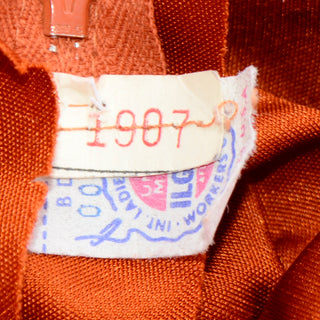 1970s Vintage Burnt Orange Jersey Maxi Dress w Ostrich Feather Sweater Top USA