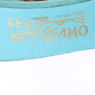 1990s Salvatore Ferragamo Turquoise Blue Bow Sandals Italy