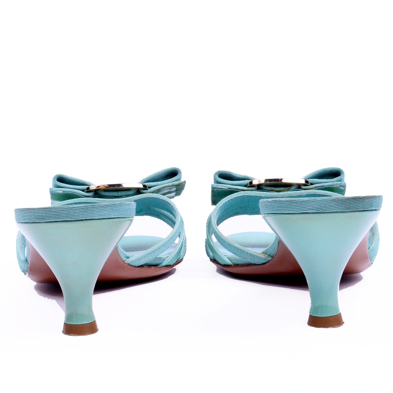 Salvatore Ferragamo Shoes Turquoise Blue Bow 7N Sandals – Modig