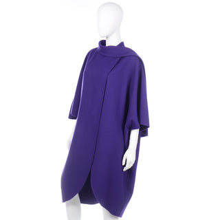 Salvatore Ferragamo Vintage Purple Wool Cape Style Coat w attached scarf
