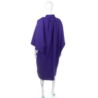 Salvatore Ferragamo Vintage Purple Wool Cape Style Coat Draping