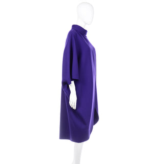 Salvatore Ferragamo Vintage Purple Wool Cape Style Coat with drape