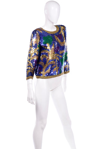 Abstract Vintage Beaded Sequin Evening top