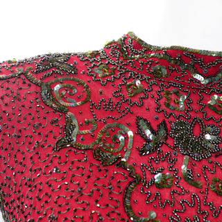 Vintage Burgundy Red Beaded Pants Top Holiday Outfit beads and sequins