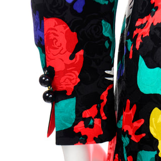1990s David Hayes Colorful Silk Floral Jacket & Skirt Suit 8