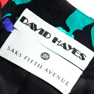 1990s David Hayes Colorful Silk Floral Jacket & Skirt Suit Saks