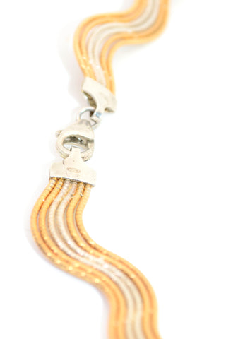 Wavy Gold & Sterling Silver Mixed Metal Necklace