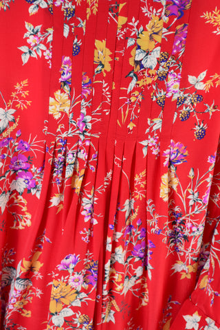 Emanuel Ungaro vintage Red High Neck Dress colorful floral print