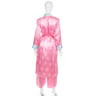 1960s Unworn Chinese Silk Pajama Robe & Slipper Set in Original Silk Box Size M