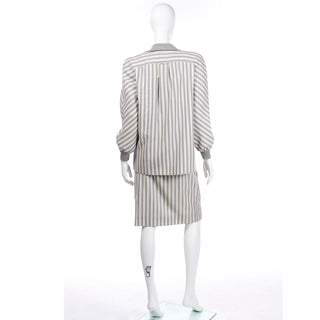 Grey Striped Vintage Valentino day Dress and Jacket with belt
