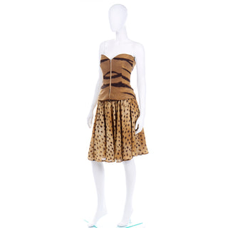 Vintage Valentino Animal Print Bustier and Skirt 2 pc dress