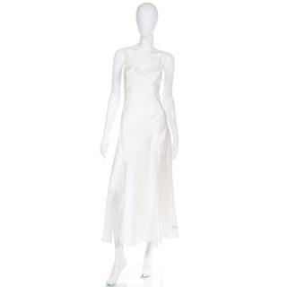 1990s Valentino Ivory Slip Dress Nightgown & Peignoir Robe Set Sz S