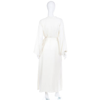 1990s Valentino Ivory Slip Dress Nightgown & Peignoir Robe Set