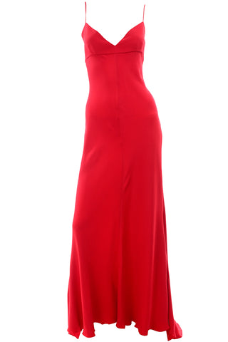 1990s Valentino Boutique Red Silk Gown