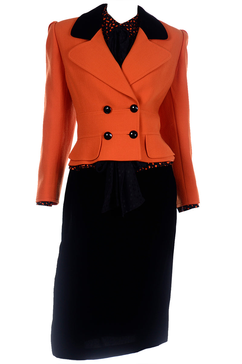 Women Vintage Suit Louis Feraud Suit Set Skirt Jacket Linen 