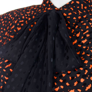 Unique Valentino Vintage Orange & Black Jacket Silk Blouse & Velvet Skirt Suit