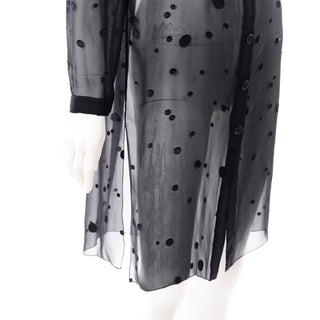RESERVED // Valentino Sheer Silk Midnight Blue Blouse or Shirt Dress w Dot Applique