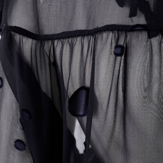 Valentino Sheer Silk Midnight Blue Blouse or Shirt Dress w Dots Applique