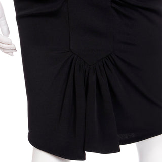 2000s Y2K Valentino Garavani Vintage Black Gathered Ruched Low Waist Pencil Skirt
