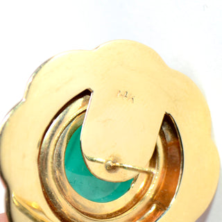 14k Gold Vintage Venetian Intaglio Roman Soldier Earrings w Gemstone Cabochons