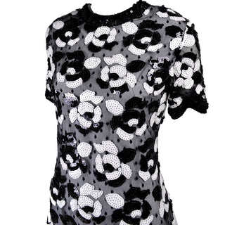 Victor Costa Black and White Sequin Vintage Dress