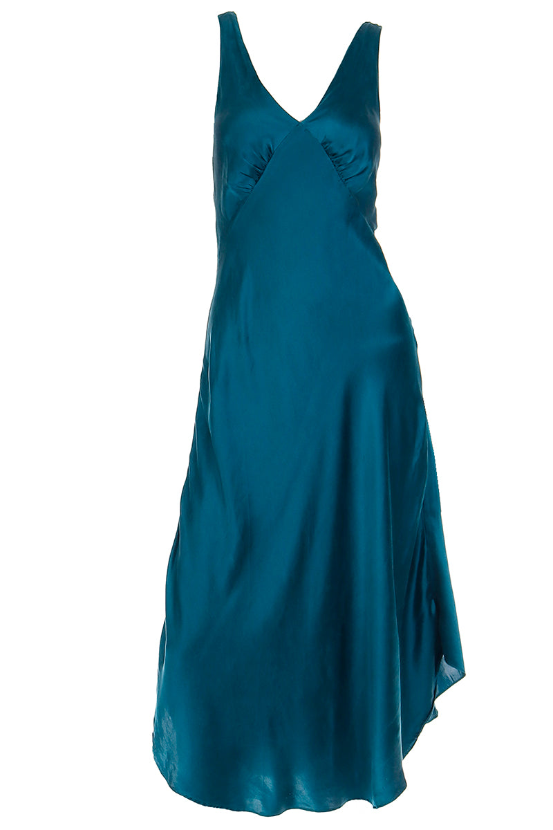 blue silk nightgown