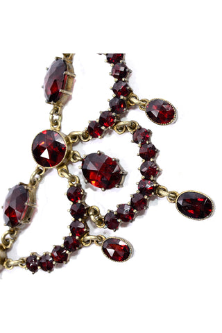 Georgian Vintage Red Garnet Festoon necklace Gold