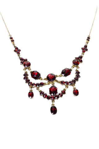Vintage Victorian  Georgian Garnet Red Gold Festoon necklace