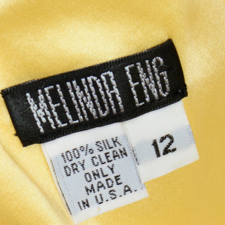 2000s Vintage Y2K Yellow Silk Chiffon Dress W Ruffles & Flower 100% silk