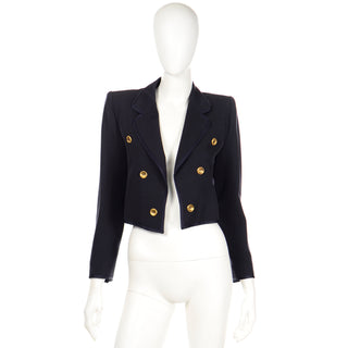 YSL 1979 Yves Saint Laurent Vintage Documented Cropped Navy Blue Jacket Collection