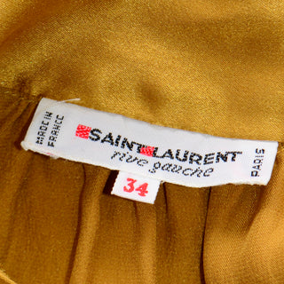 1980s Yves Saint Laurent Gold Silk Charmeuse Blouse With Sash Bow Rive Gauche