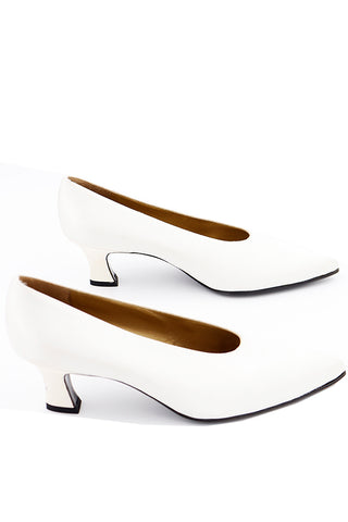 1980s YSL Shoes Yves Saint Laurent White Silk Pumps Size 9