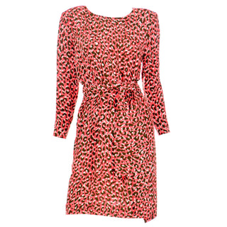 S/S 1989 YSL Vintage Orange & Brown Silk Leopard Print Dress