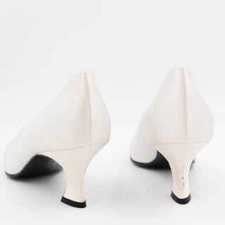 1980s YSL Shoes Yves Saint Laurent White Silk Pumps Size 9M