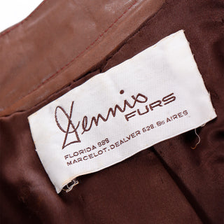 1980s Yves Saint Laurent Fourrures Brown Leather Fur Jacket W Belt from Dennis Furs