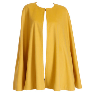 1980s Yves Saint Laurent Vintage Yellow Wool Cape with Black Lining