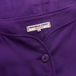 1980s Yves Saint Laurent Purple Scalloped Neckline Cotton Jacket Rive Gauche Fr 40