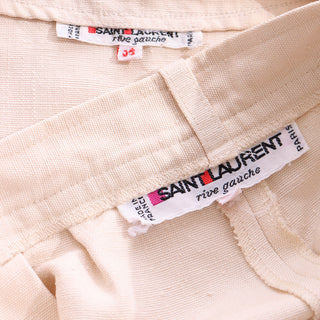 1980s Yves Saint Laurent Natural Cotton 2 Pc Jacket & Trouser Suit LInen blend