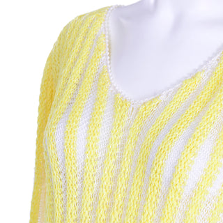 Vintage Nannell Yellow Knit Spring Summer Sweater Top With Balloon Sleeves