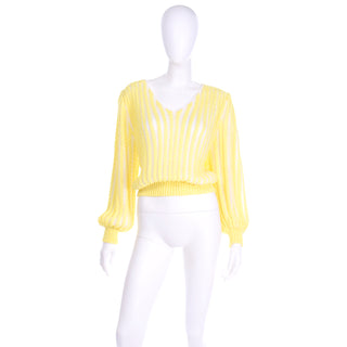 Vintage Yellow Knit Spring Summer Sweater Top 