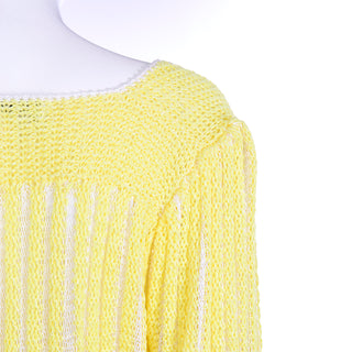 Nannell Vintage Yellow Knit Spring Summer Sweater Top With Balloon Sleeves
