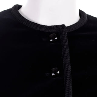 1970s Yves Saint Laurent Vintage Black Velvet Russian Jacket w Braid Trim