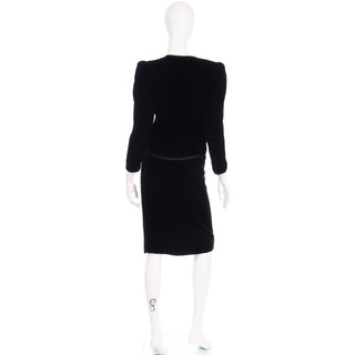 1980s Vintage YSL Black Velvet Skirt Suit
