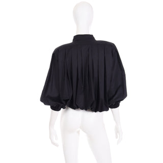 SS 1990 Yves Saint Laurent Vintage Black Gathered Top w/ Heavy Pleating
