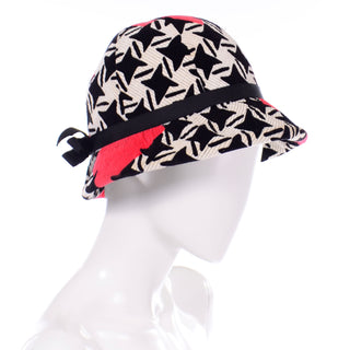 Yves Saint Laurent 1960s Vintage Bucket Hat Black and White And Red 