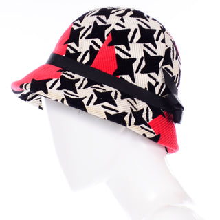 Geometric Black Red White Yves Saint Laurent 1960s Vintage Bucket Hat